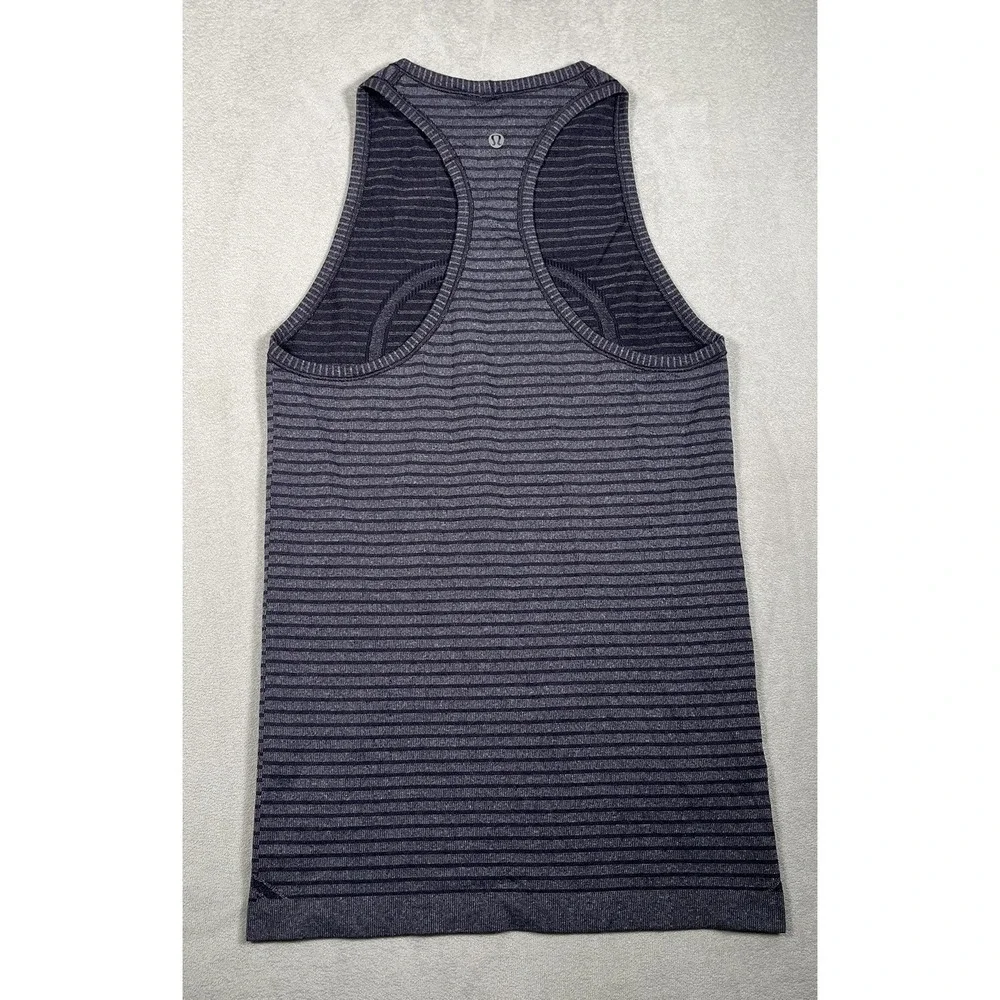 Lululemon Swiftly Tech Tank Top Stripe Heather Gray/Black Size 4 Racerback